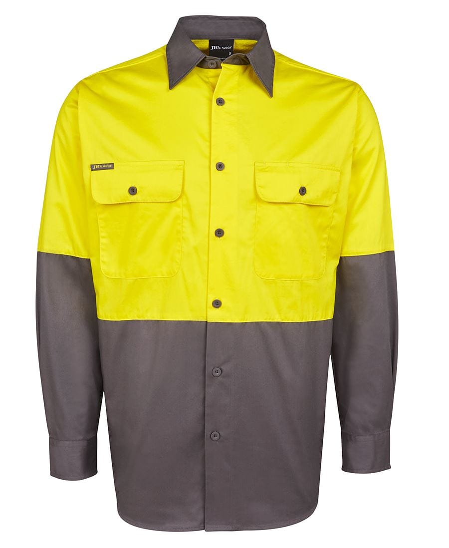 JB's Wear Polos / Shirts Yellow/Charcoal / XS JB's Wear Hi Vis L/S 150G Shirt