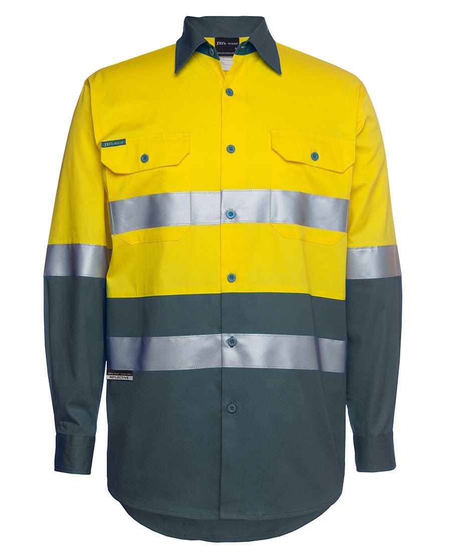 JB's Wear Polos / Shirts Yellow/Green / 3XS JB's Wear Hi Vis L/S (D+N) 150G Work Shirt