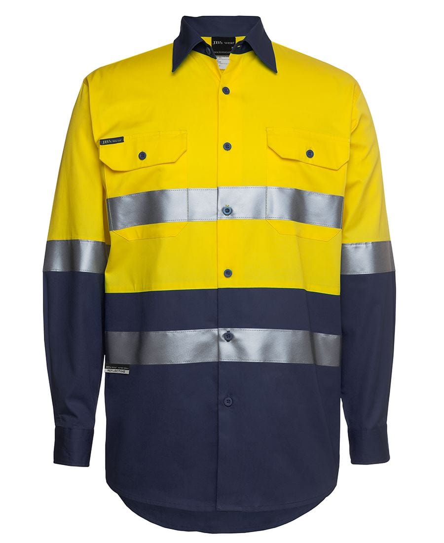 JB's Wear Polos / Shirts Yellow/Navy / 3XS JB's Wear Hi Vis L/S (D+N) 150G Work Shirt