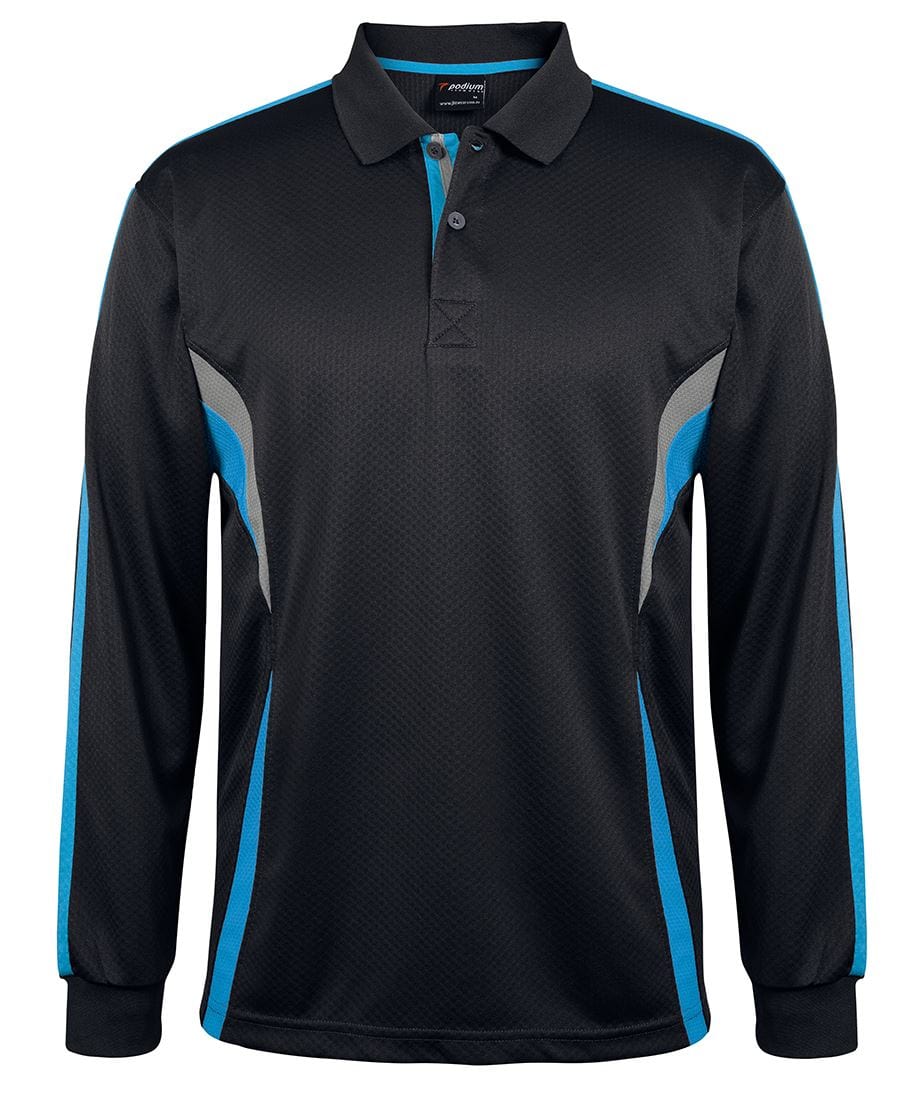 Podium Polos / Shirts Black/Aqua/Grey / 2XS Podium L/S Cool Polo