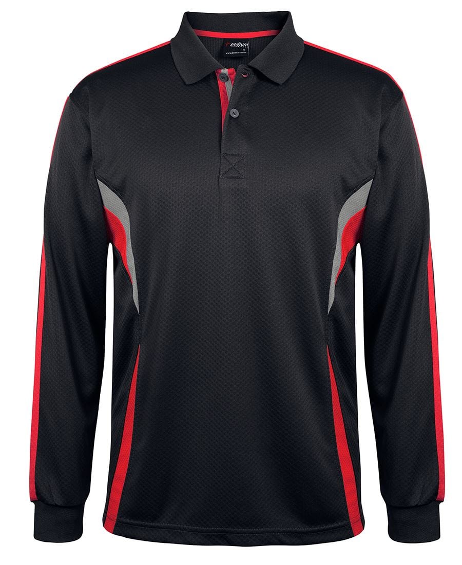 Podium Polos / Shirts Black/Red/Grey / 2XS Podium L/S Cool Polo
