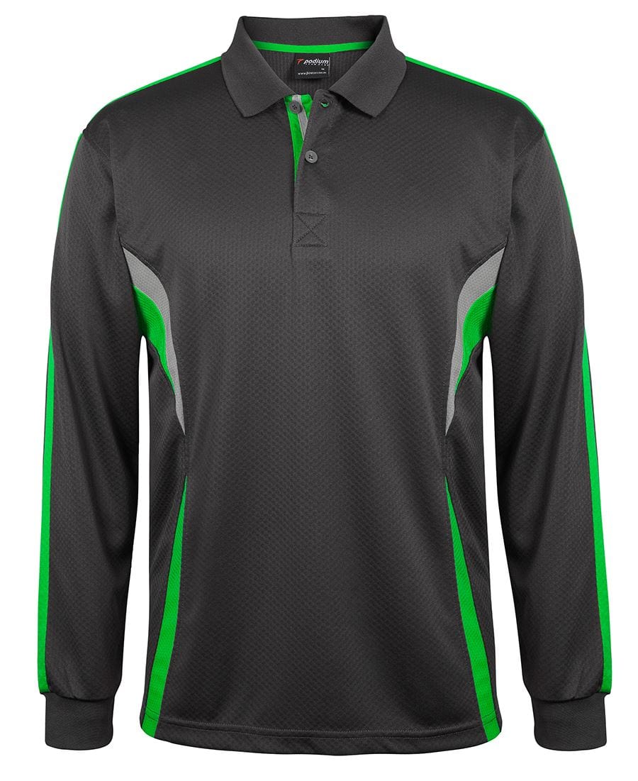 Podium Polos / Shirts Gunmetal/Pea Green/Grey / 2XS Podium L/S Cool Polo