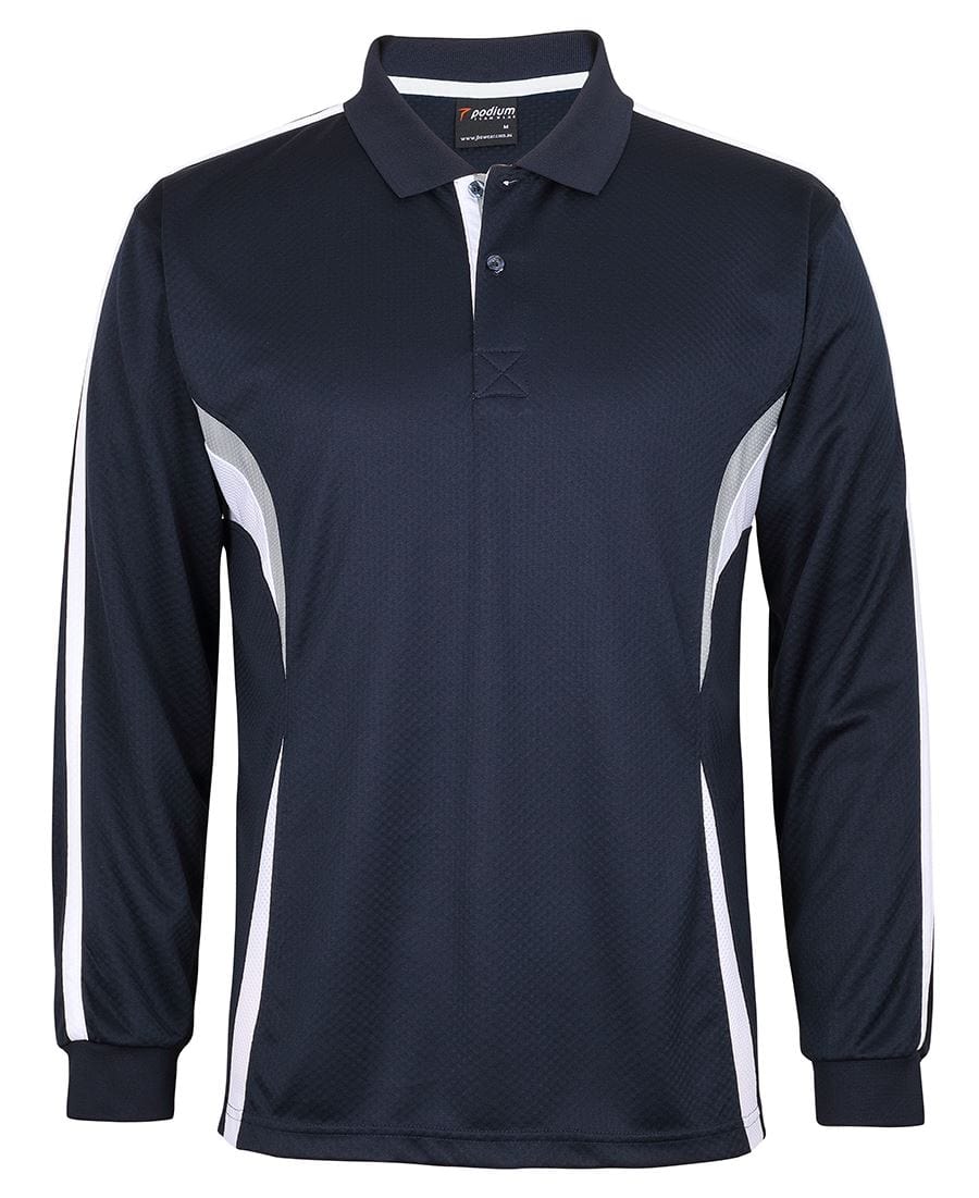 Podium Polos / Shirts Navy/White/Grey / 2XS Podium L/S Cool Polo