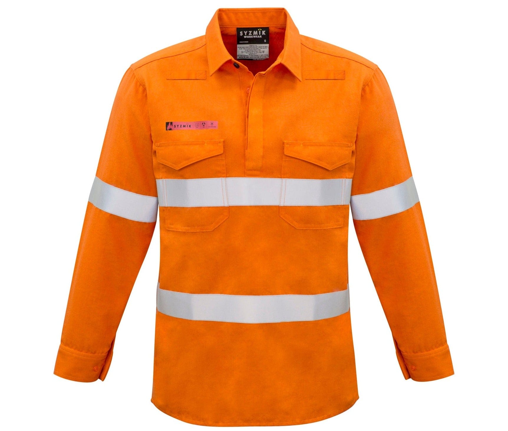 Syzmik Polos / Shirts Orange / 2XS Syzmik Men's FR Closed Front Hooped Taped Shirt