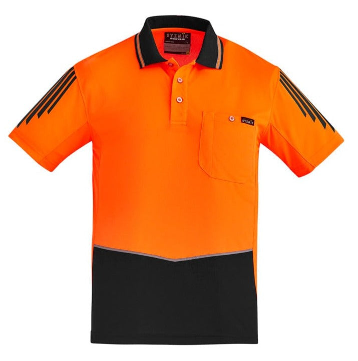 Syzmik Polos / Shirts Orange/Black / 2XS Syzmik Men's Hi Vis Short Sleeve Flux Polo