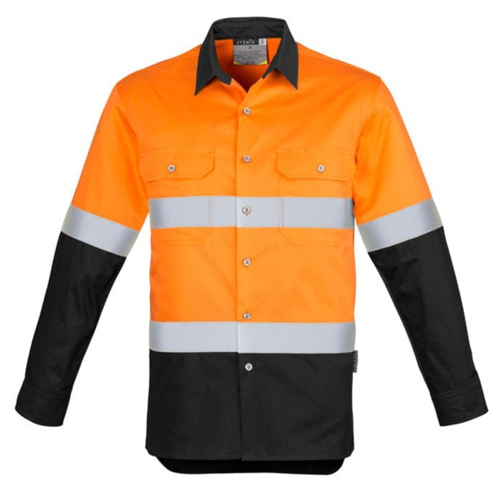 Syzmik Polos / Shirts Orange/Black / S Syzmik Men's Hi Vis Spliced Industrial Shirt - Hoop Taped