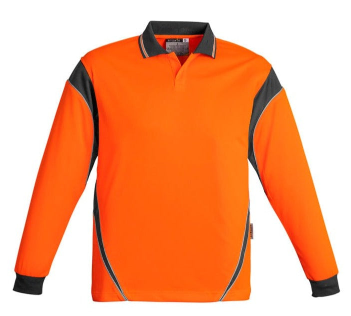Syzmik Polos / Shirts Orange/Charcoal / 2XS Syzmik Men's Hi Vis Long Sleeve Aztec Polo