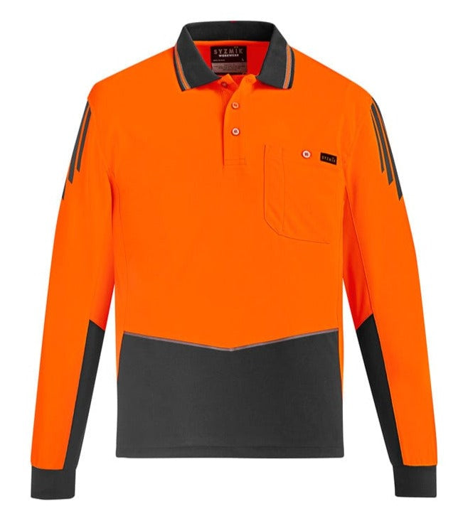 Syzmik Polos / Shirts Orange/Charcoal / 2XS Syzmik Men's Hi Vis Long Sleeve Flux Polo