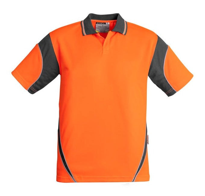 Syzmik Polos / Shirts Orange/Charcoal / 2XS Syzmik Men's Hi Vis Short Sleeve Aztec Polo