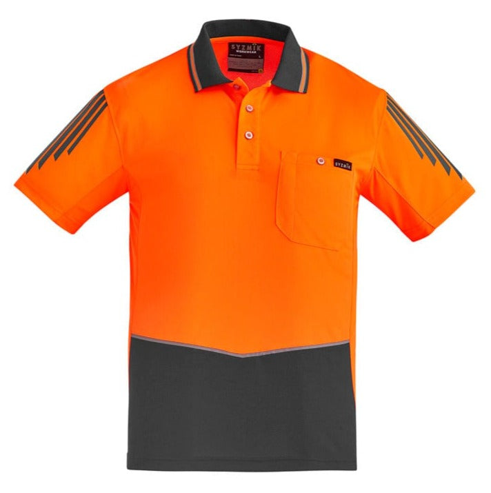 Syzmik Polos / Shirts Orange/Charcoal / 2XS Syzmik Men's Hi Vis Short Sleeve Flux Polo