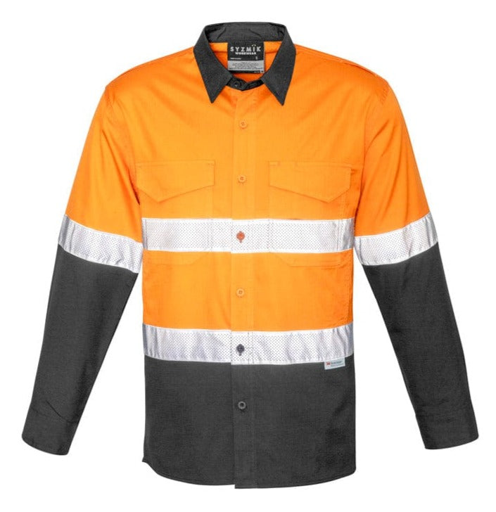 Syzmik Polos / Shirts Orange/Charcoal / 2XS Syzmik Men's Rugged Cooling Taped Hi Vis Spliced Shirt