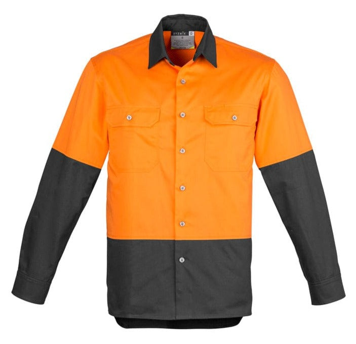 Syzmik Polos / Shirts Orange/Charcoal / S Syzmik Men's Hi Vis Spliced Industrial Shirt