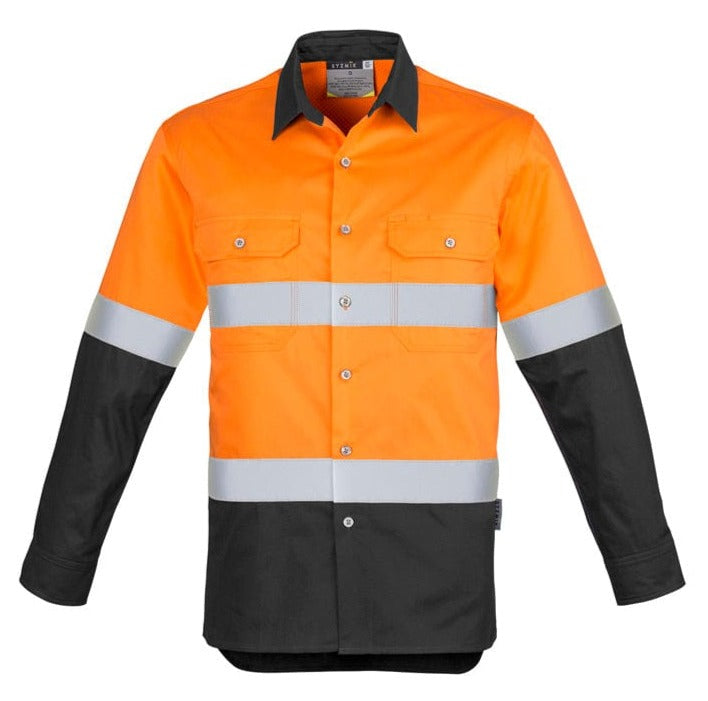 Syzmik Polos / Shirts Orange/Charcoal / S Syzmik Men's Hi Vis Spliced Industrial Shirt - Hoop Taped