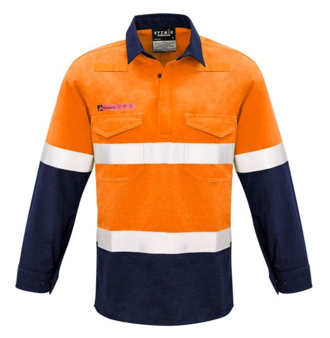 Syzmik Polos / Shirts Orange/Navy / 2XS Syzmik Men's FR Closed Front Hooped Taped Spliced Shirt