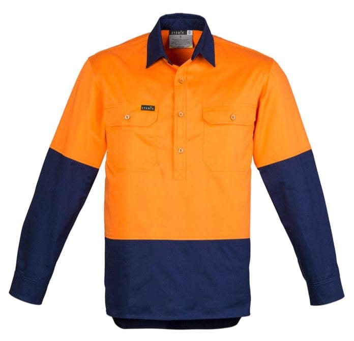 Syzmik Polos / Shirts Orange/Navy / 2XS Syzmik Men's Hi Vis Closed Front L/S Shirt