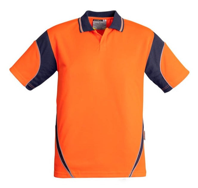 Syzmik Polos / Shirts Orange/Navy / 2XS Syzmik Men's Hi Vis Short Sleeve Aztec Polo