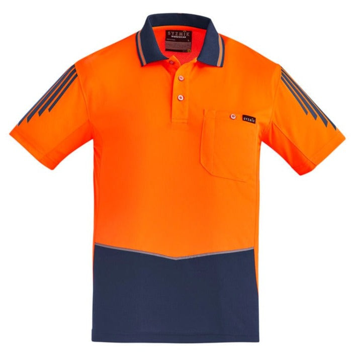 Syzmik Polos / Shirts Orange/Navy / 2XS Syzmik Men's Hi Vis Short Sleeve Flux Polo