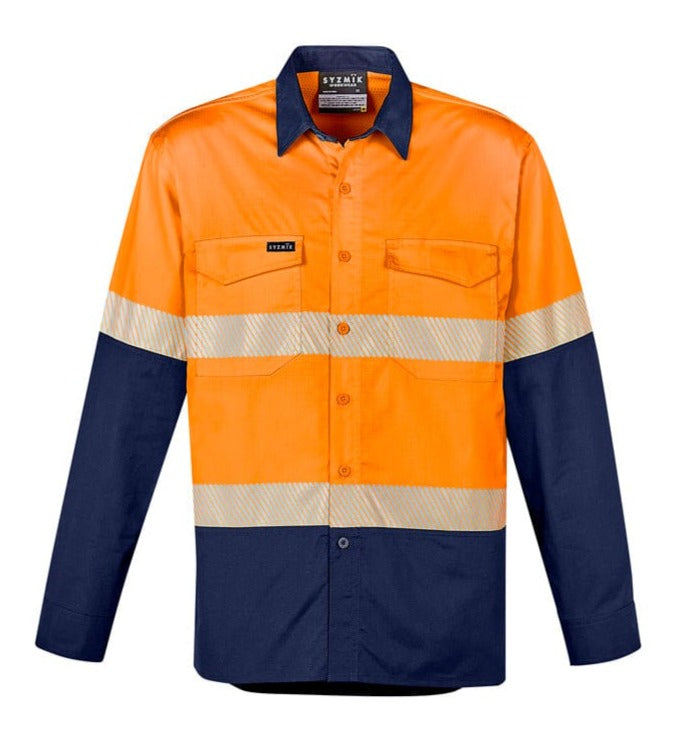 Syzmik Polos / Shirts Orange/Navy / 2XS Syzmik Men's Rugged Cooling Hi Vis Segmented Tape L/S Shirt