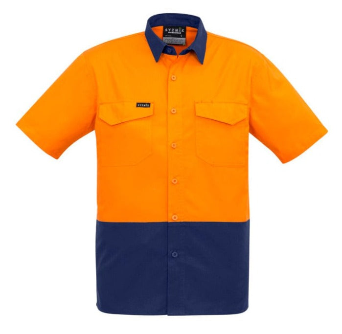 Syzmik Polos / Shirts Orange/Navy / 2XS Syzmik Men's Rugged Cooling Hi Vis Segmented Tape S/S Shirt