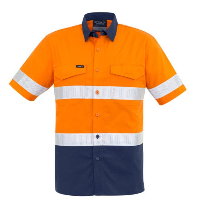Syzmik Polos / Shirts Orange/Navy / 2XS Syzmik Men's Rugged Cooling Taped Hi Vis Spliced S/S Shirt
