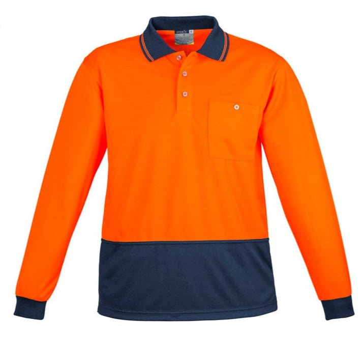 Syzmik Polos / Shirts Orange/Navy / 2XS Syzmik Unisex Hi Vis Basic Spliced Polo - Long Sleeve