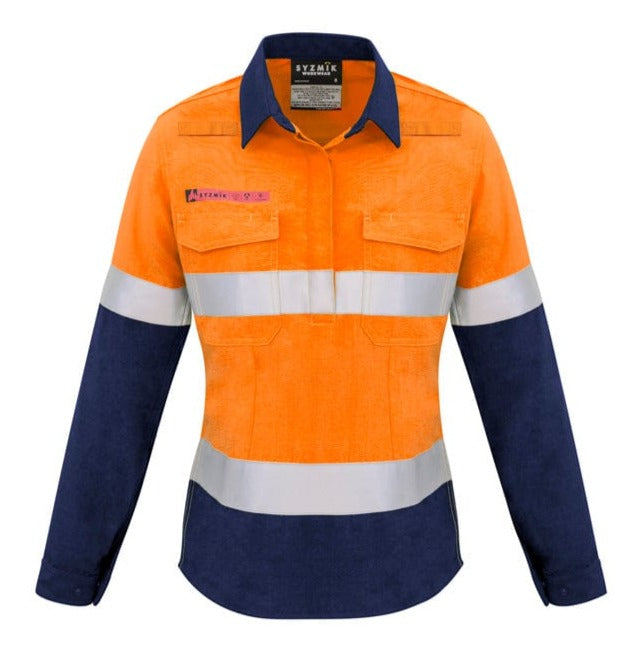 Syzmik Polos / Shirts Orange/Navy / 8 Syzmik Women's FR Closed Front Hooped Taped Spliced Shirt