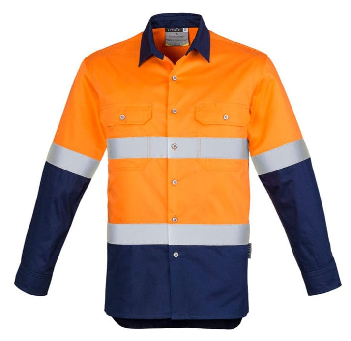 Syzmik Polos / Shirts Orange/Navy / S Syzmik Men's Hi Vis Spliced Industrial Shirt - Hoop Taped