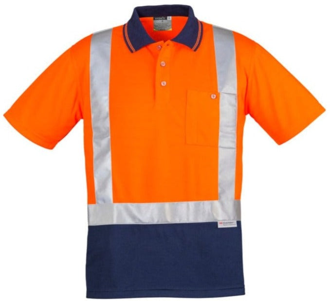 Syzmik Polos / Shirts Orange/Navy / S Syzmik Men's Hi Vis Spliced Polo - Short Sleeve Shoulder Taped