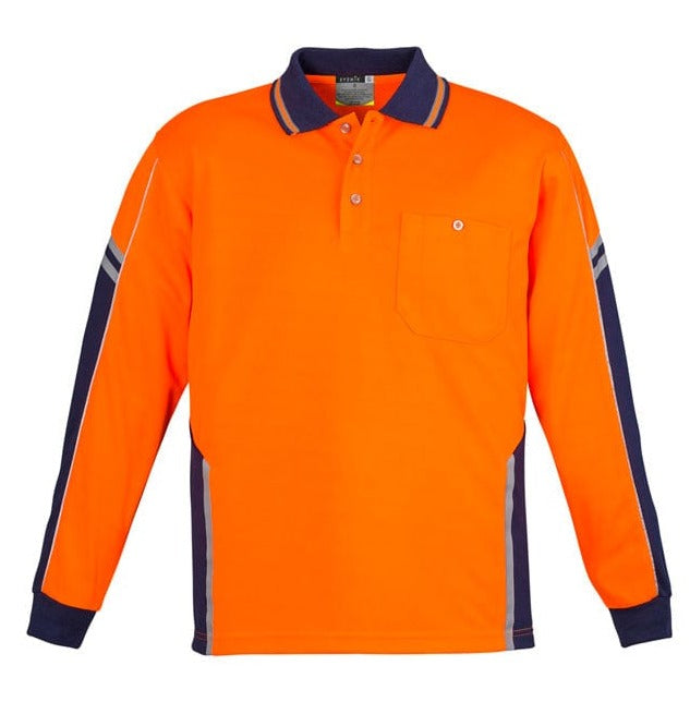 Syzmik Polos / Shirts Orange/Navy / XS Syzmik Men's Hi Vis Squad L/S Polo
