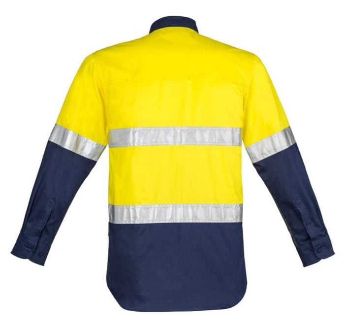 Syzmik Polos / Shirts Syzmik Men's Hi Vis Closed Front L/S Shirt - Hoop Taped