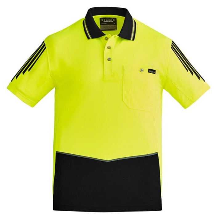 Syzmik Polos / Shirts Yellow/Black / 2XS Syzmik Men's Hi Vis Short Sleeve Flux Polo
