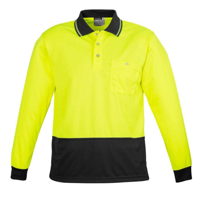Syzmik Polos / Shirts Yellow/Black / 2XS Syzmik Unisex Hi Vis Basic Spliced Polo - Long Sleeve