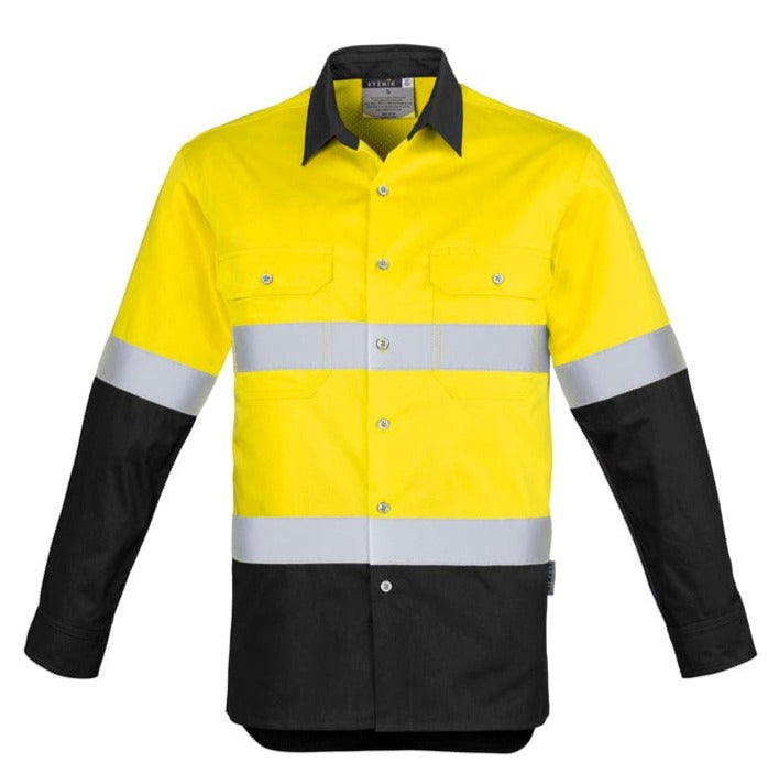 Syzmik Polos / Shirts Yellow/Black / S Syzmik Men's Hi Vis Spliced Industrial Shirt - Hoop Taped