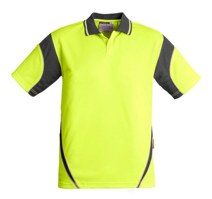 Syzmik Polos / Shirts Yellow/Charcoal / 2XS Syzmik Men's Hi Vis Short Sleeve Aztec Polo