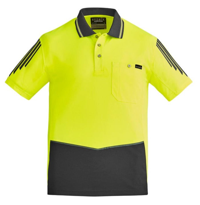 Syzmik Polos / Shirts Yellow/Charcoal / 2XS Syzmik Men's Hi Vis Short Sleeve Flux Polo