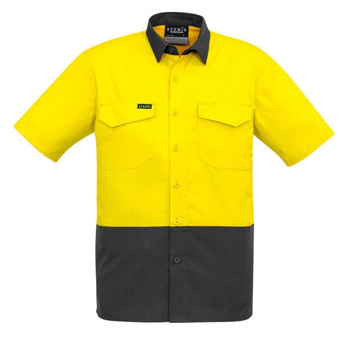Syzmik Polos / Shirts Yellow/Charcoal / 2XS Syzmik Men's Rugged Cooling Hi Vis Segmented Tape S/S Shirt