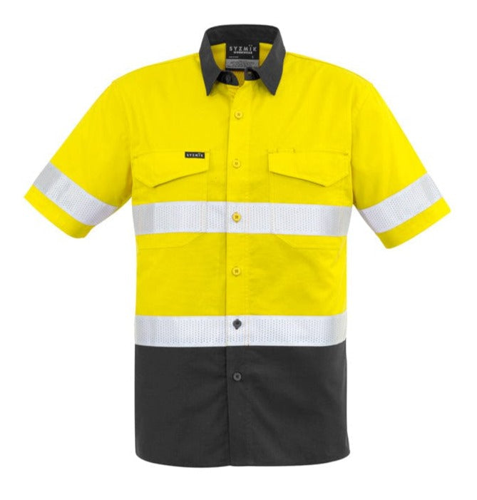 Syzmik Polos / Shirts Yellow/Charcoal / 2XS Syzmik Men's Rugged Cooling Taped Hi Vis Spliced S/S Shirt