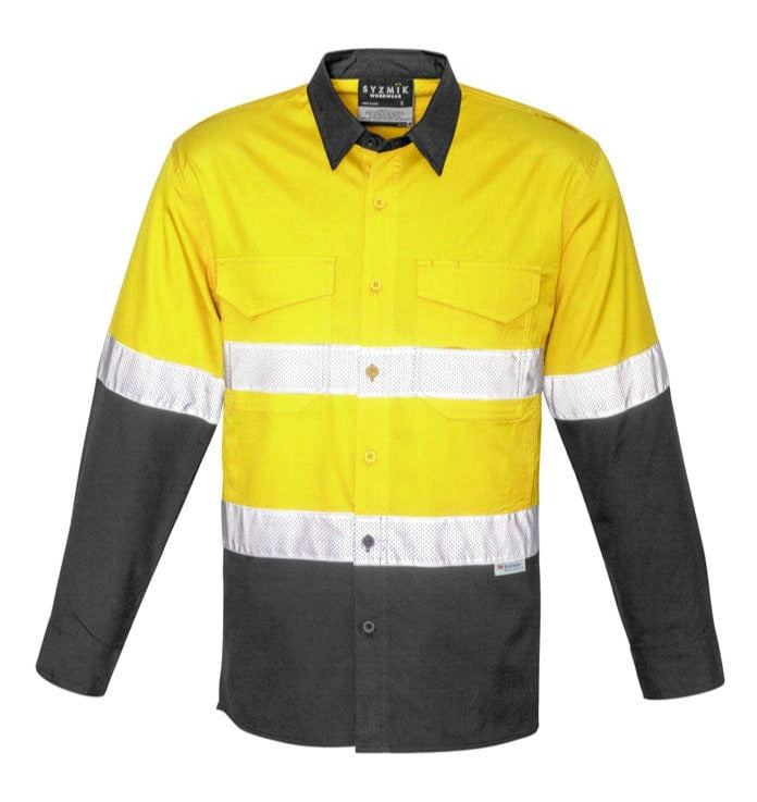 Syzmik Polos / Shirts Yellow/Charcoal / 2XS Syzmik Men's Rugged Cooling Taped Hi Vis Spliced Shirt