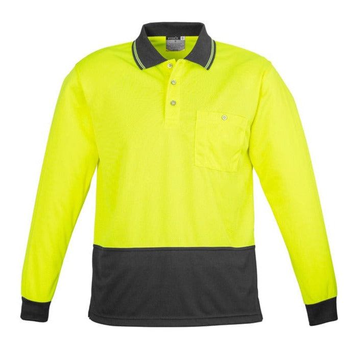 Syzmik Polos / Shirts Yellow/Charcoal / 2XS Syzmik Unisex Hi Vis Basic Spliced Polo - Long Sleeve