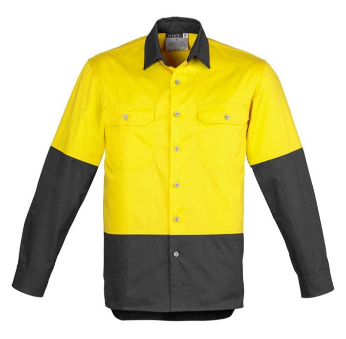 Syzmik Polos / Shirts Yellow/Charcoal / S Syzmik Men's Hi Vis Spliced Industrial Shirt