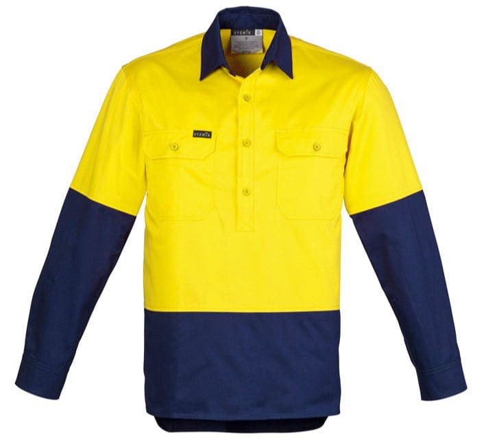 Syzmik Polos / Shirts Yellow/Navy / 2XS Syzmik Men's Hi Vis Closed Front L/S Shirt