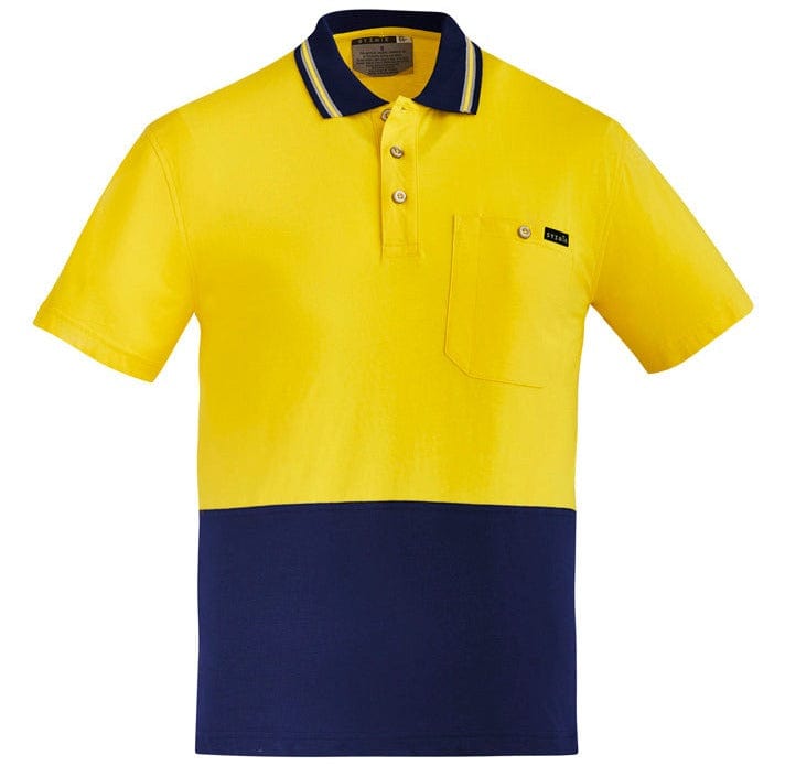 Syzmik Polos / Shirts Yellow/Navy / 2XS Syzmik Men's Hi Vis Cotton Short Sleeve Polo
