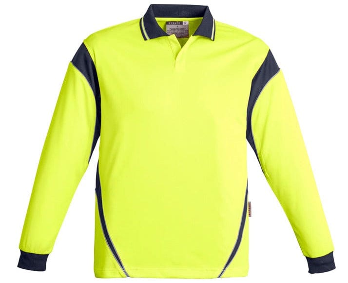 Syzmik Polos / Shirts Yellow/Navy / 2XS Syzmik Men's Hi Vis Long Sleeve Aztec Polo