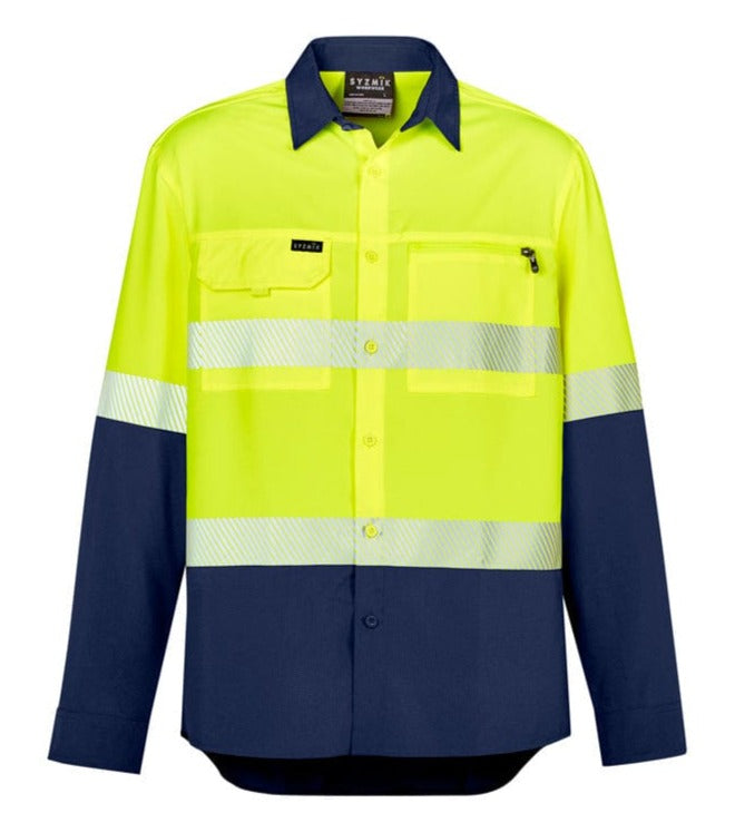 Syzmik Polos / Shirts Yellow/Navy / 2XS Syzmik Men's Hi Vis Outdoor Segmented Tape L/S Shirt