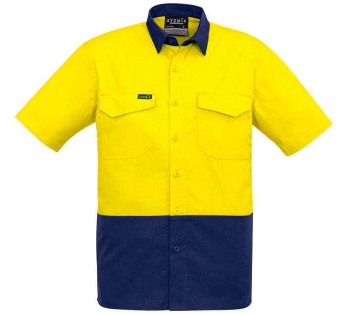 Syzmik Polos / Shirts Yellow/Navy / 2XS Syzmik Men's Rugged Cooling Hi Vis Segmented Tape S/S Shirt