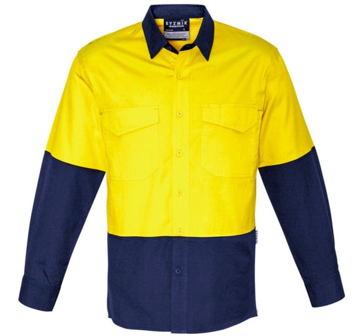 Syzmik Polos / Shirts Yellow/Navy / 2XS Syzmik Men's Rugged Cooling Hi Vis Spliced Shirt