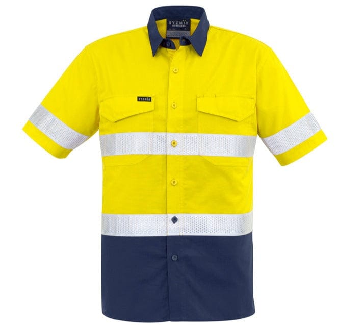 Syzmik Polos / Shirts Yellow/Navy / 2XS Syzmik Men's Rugged Cooling Taped Hi Vis Spliced S/S Shirt