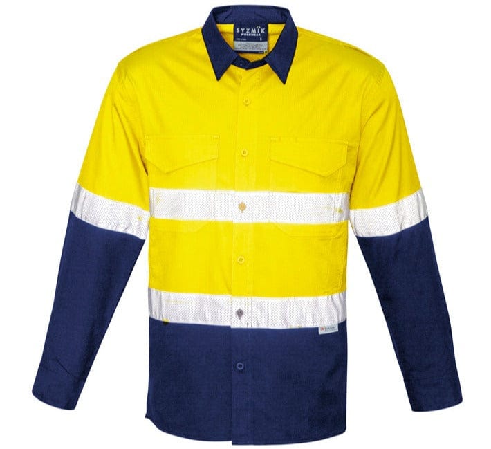 Syzmik Polos / Shirts Yellow/Navy / 2XS Syzmik Men's Rugged Cooling Taped Hi Vis Spliced Shirt
