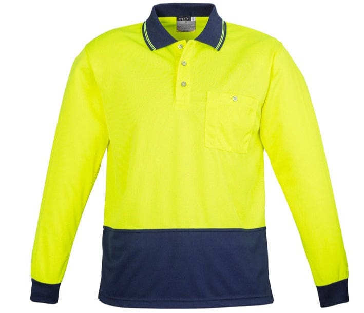 Syzmik Polos / Shirts Yellow/Navy / 2XS Syzmik Unisex Hi Vis Basic Spliced Polo - Long Sleeve