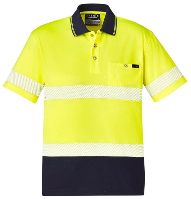 Syzmik Polos / Shirts Yellow/Navy / 2XS Syzmik Unisex Hi Vis Segmented S/S Polo - Hoop Taped
